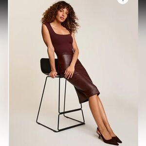 NWT Limited Edition Commando Faux Leather Midi Skirt in Oxblood